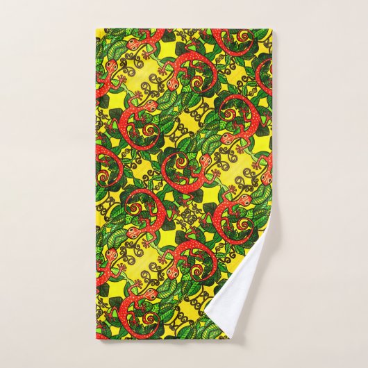 62 Serviettes Rouge Gecko SET (Serviette à main)