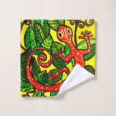 62 Serviettes Rouge Gecko SET (Gant de toilette)