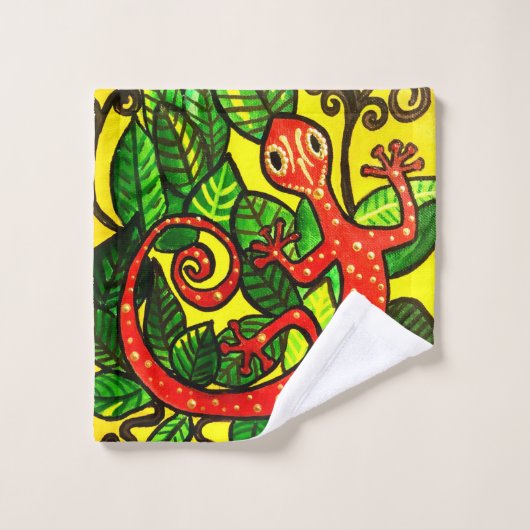 62 Serviettes Rouge Gecko SET (Gant de toilette)