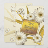 62e anniversaire Invitation de fête avec marguerit (Devant / Derrière)