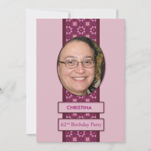 62e anniversaire Invitation de fête Photo et nom (Devant)