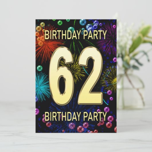 62e anniversaire Invitation fête feux d'artifice (Debout devant)
