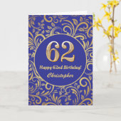 62e anniversaire Marine bleu et or modèle floral (Fleur jaune)