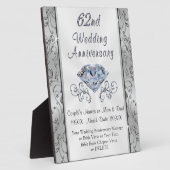 62e bruiloft Jubileum Gift, persoonlijk Fotoplaat (Zijkant)