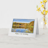 62e carte d'anniversaire avec reflets du lac (Fleur jaune)