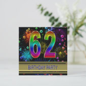 62e fête d'anniversaire Invitation avec bulles (Debout devant)