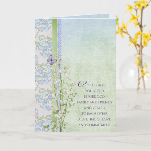 62e Jubileum Lily van de Valley bouquet Kaart (Gele Bloem)