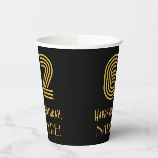 62e verjaardag: Art Deco Geïnspireerde look "62" e Papieren Bekers (Links)
