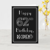 62e verjaardag: Art Deco Style # 62 en aangepaste  Kaart (Gele Bloem)