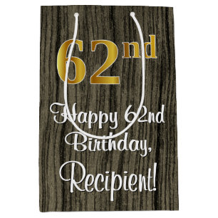 62e verjaardag: Elegant Faux Gold Look #, Faux Woo Medium Cadeauzakje