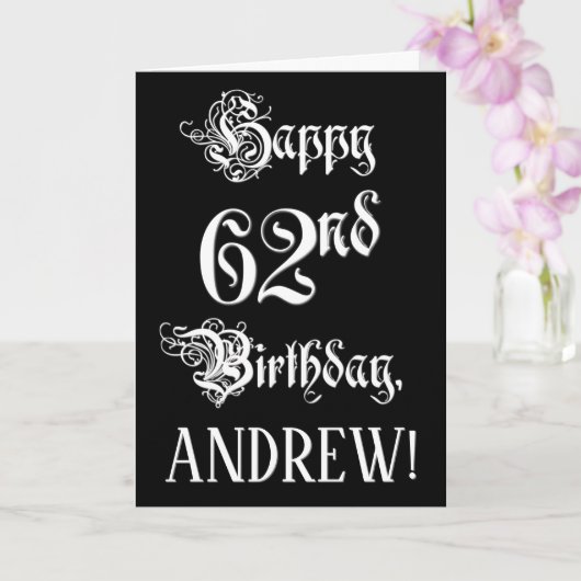 62e verjaardag: Fancy, elegant script + aangepaste Kaart (Orchidee)