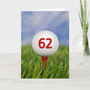 62e verjaardag Golfbal op rood T-shirt Kaart