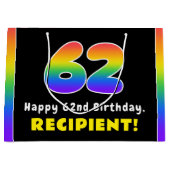 62e verjaardag: kleurrijke regenboog # 62, Naam va Groot Cadeauzakje (Voorkant)