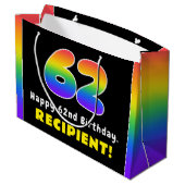 62e verjaardag: kleurrijke regenboog # 62, Naam va Groot Cadeauzakje (Achterkant Gekanteld)