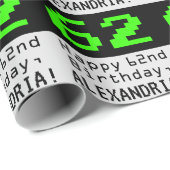 62e verjaardag - Nerdy / Geeky stijl "62" en naam Cadeaupapier (Rol Hoek)