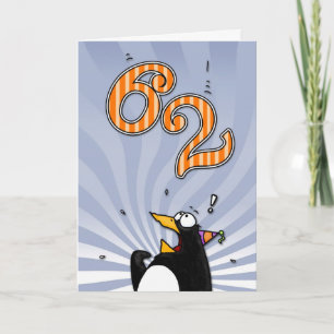 62e verjaardag - Penguin Surprise Kaart