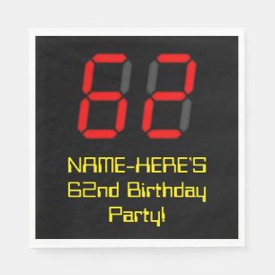 62e verjaardag: Red Digital Clock Style "62" + naa Servet