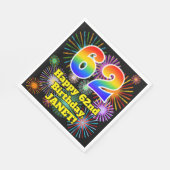 62e verjaardag: Vuurwerk Fun Pattern + Regenboog 6 Servet (Hoek)