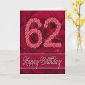 62e verjaardagskaart met rozen en bladeren kaart (Gele Bloem)