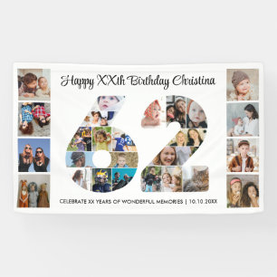 62e verpartij Cijfer 62 Fotocollage Spandoek