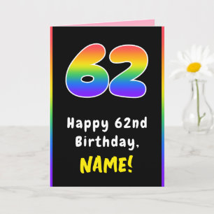 62ste verjaardag: Kleurrijke regenboog # 62, aange Kaart