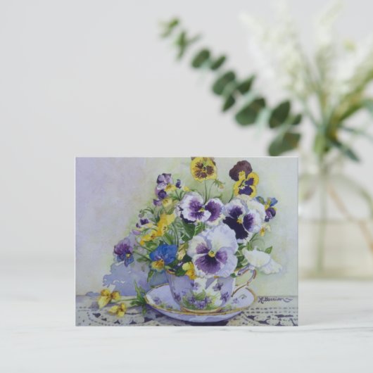 6300 Pansies dans la carte postale Teacup (Debout devant)