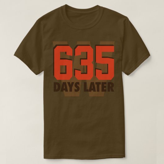 635 dagen later bruinOranje T-shirt (Design voorkant)