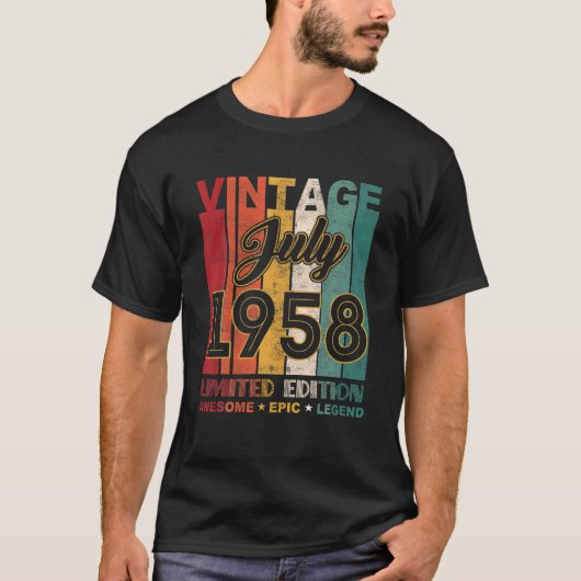 63 Birthday  juli 1958 Geweldige epic Legend T-shirt (Voorkant)
