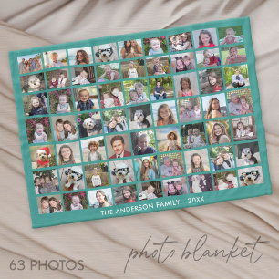 63 Foto Collage Raster met Tekst - groen Fleece Deken