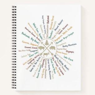 63 National Parks Map geeft US Park Campin Notitieboek