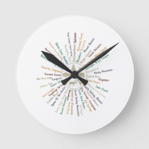 63 National Parks Map geeft US Park  Campin Ronde Klok