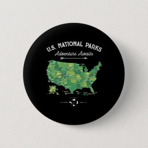 63 Nationale Parken Kaart Us Park Retro Vintage Ca Ronde Button 5,7 Cm