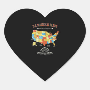 63 Nationale parkkaart - -Amerikaanse wandeltocht Hart Sticker