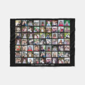 63 Square Photo Collage Grid met tekst - zwart Fleece Deken (Voorkant (Horizontaal))