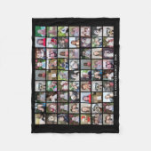 63 Square Photo Collage Grid met tekst - zwart Fleece Deken (Voorkant)