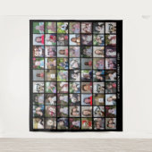 63 Square Photo Collage Grid met tekst - zwart Wandkleed (Voorkant)