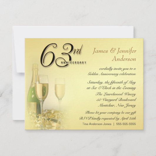 63e anniversaire du Mariage Invitations (Devant)