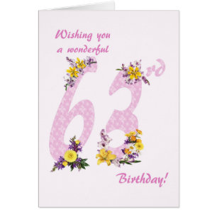 63e anniversaire Fleur numéros décorés