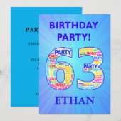 63e anniversaire Invitation de fête Ajouter un nom (Devant / Derrière)