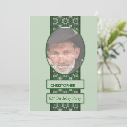 63e anniversaire Invitation de fête Ajouter une ph (Debout devant)
