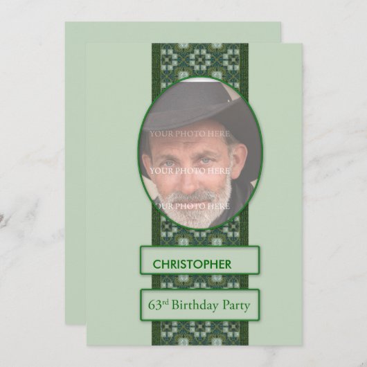63e anniversaire Invitation de fête Ajouter une ph (Devant / Derrière)