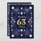 63e anniversaire invitation de fête avec des masse (Devant / Derrière)