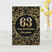 63e anniversaire Modèle floral noir et or (Fleur jaune)