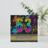 63e fête d'anniversaire Invitation avec bulles (Debout devant)