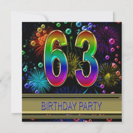 63e fête d'anniversaire Invitation avec bulles (Devant)