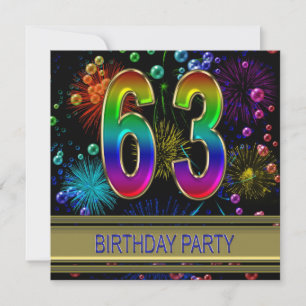63e fête d'anniversaire Invitation avec bulles