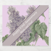 63e Jubileum Lila bewerkbaar Sparkling Wijnetiket (Enkel label)