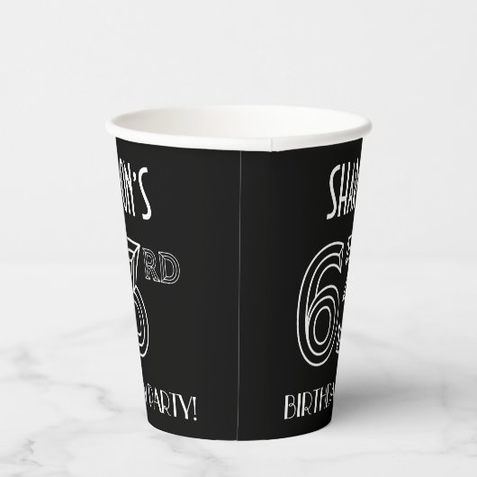 63e verjaardag: Art Deco Style + aangepaste naam Papieren Bekers (Rechts)