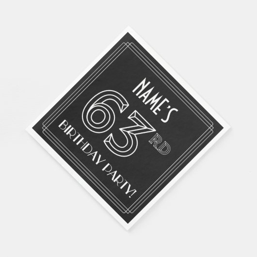 63e verjaardag: Art Deco Style + aangepaste naam Servet (Hoek)