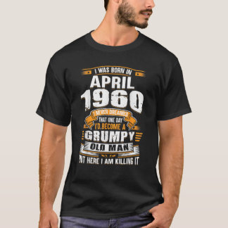 63e Verjaardag Cadeaus Mannen April 1960 63 Jaar T-shirt